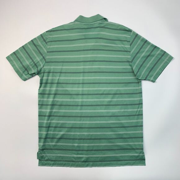 Brooks Brothers Polo Shirt Mens L Large Green Striped Performance Knit Cotton * - Picture 3 of 10
